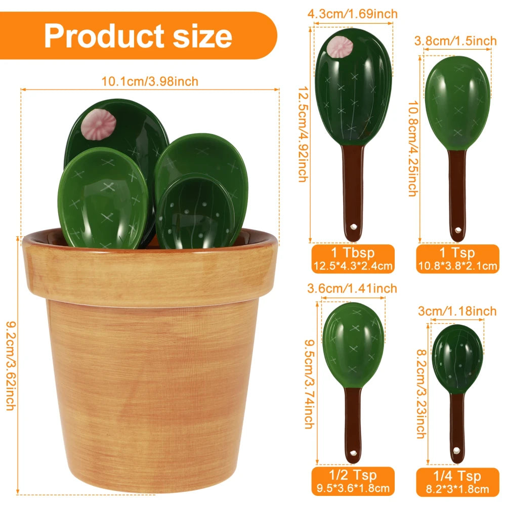 Cactus Ceramic Measuring Spoon Set